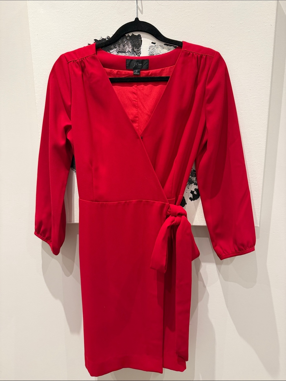 J. Crew Red Long Sleeve Wrap Dress